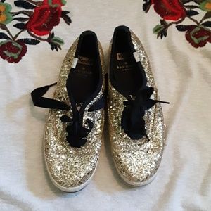 Kate Spade Gold glitter Keds 6.5